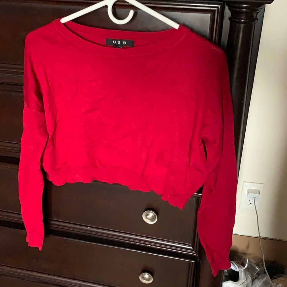 Red long sleeve Crop top